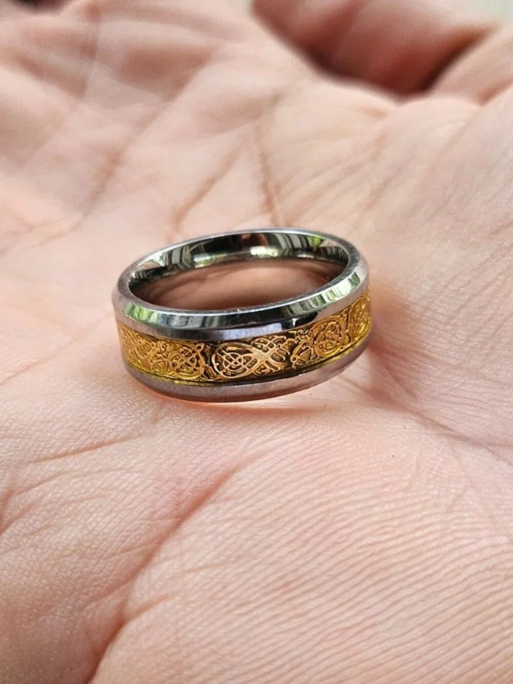 Men Ring Stainless Steel Gunmetal/Gold Tone Fashion Jewelry Finger Band Size 8